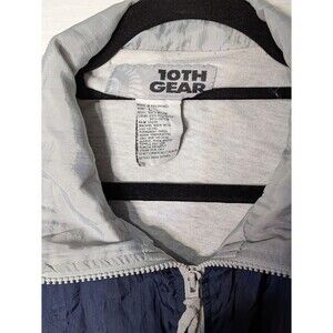 Vintage 10th Gear Colorblock Windbreaker Jacket Navy Grey White 90s Retro Large
